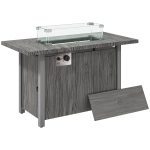 Outsunny 50,000 BTU Gas Fire Pit Table with Cover and Glass Screen - Dark Grey