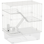 PawHut Gaiola para Pequenos Animais de 4 Níveis com Bandeja Inferior Gaiola para Roedores com Rampas Comedouro e Bebedouro 73x47x80 cm Branco
