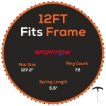 SPORTNOW Tapis de rechange pour trampoline tapis de saut de remplacement, compatible trampoline Ø 3,7 m et ressorts de 14 cm