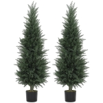 HOMCOM Set of Two Artificial Cypress Trees - Green