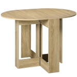 HOMCOM Mesa de Cocina Plegable con 2 Alas Abatibles Mesa Plegable para 2-4 Personas 104x76x73,7 cm Roble