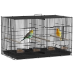 PawHut Colivie pentru Păsări cu Separator, Raft Inferior, 4 Stinghii și 4 Hrănitoare, 94x57x57 cm, Negru