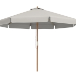 Outsunny Sombrilla de Jardín Ø325 cm con Sistema de Polea Techo de Ventilación y 8 Varillas de Bambú para Patio Terraza Gris