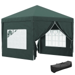 Outsunny Carpa Plegable con 4 Paredes Desmontables 3x3 m Cenador de Jardín con Bolsa de Transporte Impermeable Anti-UV Verde