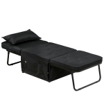 HOMCOM Fauteuil chauffeuse convertible 4 en 1 dossier inclinable 5 position avec coussin 180 x 64 x 40 cm noir