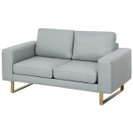 HOMCOM 2-Sitzer-Sofa, Couch mit Vollholzrahmen, Metallbeine, schlichtes Design, Hellgrau