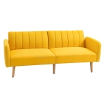 HOMCOM Sofá Cama de 3 Plazas Moderno 173x75x73 cm Sofá Cama Plegable Tapizado en Lino Sintético con Respaldo Ajustable en 3 Niveles y Reposabrazos Desmontables para Salón Oficina Amarillo