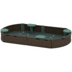 Outsunny Sandkasten für Kinder, inkl. Abdeckung, 4 Sitzplätze, robuste Kunststoffwände, 183 x 105 x 22,5 cm, Braun