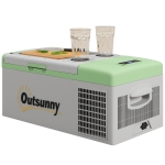 Outsunny Autokühlschrank, Kühlbox, 16L, -20℃ bis 10℃, ECO/MAX, 60x32x26cm, Grün/Grau