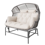 Fauteuil à bascule de jardin pour deux personnes,  fauteuil de jardin, 145×85×143 cm, Gris