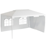 Outsunny Carpa de Jardín 395x295x255 cm Cenador Desmontable Exterior con 2 Laterales 2 Ventanas Anti-UV para Terraza Patio Blanco