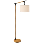 HOMCOM Metal Frame Floor Lamp with 350 Degree Rotating Lampshade, for Living Room and Bedroom, LED Bulb Included, Brown