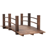 Outsunny Ponte de Jardim de Madeira com Corrimão Ponte Decorativa para Pátio 152,5x67x48 cm Madeira Carbonizada