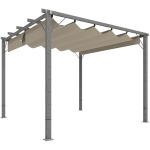 Outsunny 3 x 3 m Retractable Roof Pergola - Grey
