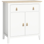 HOMCOM Buffet salon meuble de rangement avec placard à 2 portes, tiroir et étagère réglable, 80 x 40 x 90 cm, blanc