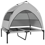 PawHut Portable Elevated Dog Bed with Removable Canopy, Cooling Raised Pet Cot for Medium Large Dogs, 92 x 75 x 89 cm