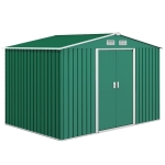 Outsunny Abrigo de Jardim Exterior 4,83m² 277x195x192cm Abrigo e Jardim Metálico para Armazenamento de Ferramentas com Base Incluída e 4 Janelas Verde Escuro