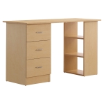 HOMCOM Mesa de Ordenador Escritorio para Hogar Oficina 3 Cajones 3 Estantes Mobiliario de Oficina 120x49x72cm Madera Natural