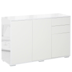 HOMCOM Aparador para Salón con 3 Puertas 2 Cajones y Estante Ajustable 117x36x74 cm Blanco