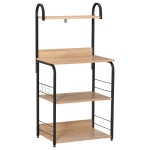 HOMCOM Estantería de Cocina de 4 Niveles con Ganchos Estantería para Microondas 60x40x125 cm Madera Natural