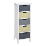 HOMCOM Cómoda de Madera con 5 Cajones Cajonera Auxiliar de Almacenaje con Patas Elevadas Estilo Moderno para Dormitorio Salón Baño 35x28x90,5 cm Multicolor