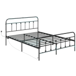 HOMCOM Double Bed Frame with LED Lights and Charging Station, Metal Platform Bed Frame with Under Bed Storage, Black