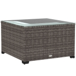 Outsunny 62 x 62cm Glass-Top Rattan Side Table - Dark Grey