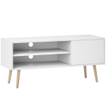 HOMCOM TV Stand up to 55 Inches, TV Unit with Open Shelves and Cable Holes - White