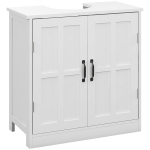 kleankin Armario de Baño Bajo Lavabo con Puerta Doble y Estante Ajustable Carga 20 kg 60x30x60 cm Blanco