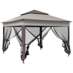 Outsunny Carpa Plegable Gazebo 3,3x3,3 m con 4 Paredes Laterales de Malla Anti-UV y Bolsa de Transporte Gris