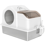 PawHut Maison de toilette pour chat avec couvercle amovible, bac à litière chat fermé côtés hauts, 60,5x40,5x45cm, blanc