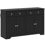 HOMCOM Buffet meuble de rangement armoire de cuisine style rural 2 tiroirs et 2 placards étagères à hauteurs réglables noir