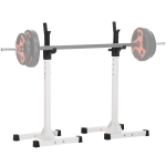HOMCOM Soporte Barras Pesas de Acero con Altura Ajustable en 12 Niveles Carga Máx. 150 kg 52x48x105-160 cm Blanco