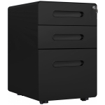 Vinsetto Caisson bureau mobile verrouillable avec 3 tiroirs pour format A4, lettre, légal, 39 x 48 x 59 cm, noir