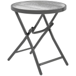 Outsunny Table d'Appoint Ronde Ø 60 x 50 cm, Table Basse de Jardin Pliable en Métal, Plateau en Verre Trempé, Noir