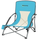 Outsunny Chaise de plage pliable chaise camping pliante légère sac de transport porte-gobelet 58 x 55 x 62 cm bleu
