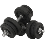 HOMCOM Ensemble d'haltères courtes total 25 kg dumbbell paires poids réglable - barres incluses acier polyuréthane noir