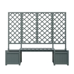 Pflanzkübel mit Spalier und Sitz für Garten, Hof, Terrasse, für Kletterpflanzen, 169 x 42 x 145 cm, Grau