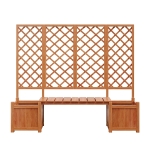 Pflanzkübel mit Spalier und Sitz für Garten, Hof, Terrasse, für Kletterpflanzen, 169 x 42 x 145 cm, Braun