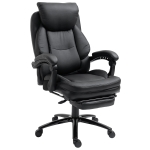 Vinsetto Cadeira de Escritório Ergonómica Cadeira de Escritório com Altura Ajustável com Encosto Inclinável em até 130° Função Basculante e Apoio para os Pés Retrátil Aço 73x66x112-118cm Preto