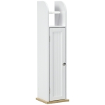 kleankin Meuble de salle de bain support papier toilette avec placard et étagères réglables 20 x 20 x 80 cm blanc