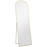 HOMCOM Miroir sur pied rectangulaire arrondi cadre en aluminium avec support pour entrée chambre dressing 50 x 161,5 cm doré