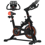 HOMCOM Bici Estática con Resistencia Regulable Volante de Inercia 8 kg Pantalla LCD Manillar y Asiento Ajustable Negro y Rojo