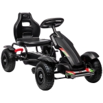 HOMCOM Go-Kart cu Pedale din PP și Metal cu Frână de Mână Negru