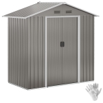 Outsunny 6.5ft x 3.5ft Metal Garden Storage Shed for Outdoor Tool Storage with Double Sliding Doors and 4 Vents, Grey