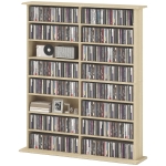 HOMCOM CD- und DVD-Aufbewahrung mit 16 Fächern und 12 verstellbaren Regalen, max. Kapazität 720 CD/396 DVD und Blu-ray Naturholz
