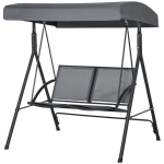 Outsunny 2-Sitzer Gartenwippe mit verstellbarem Sonnendach, 140x118x162cm Grau