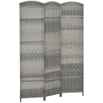 HOMCOM Biombo Dobrável de 3 Painéis Divisor de Ambientes 135x180 cm Ecrã de Privacidade de Polipropileno  Cinza Misto