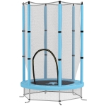 AIYAPLAY Trampoline pour enfants Ø140 cm trampoline extérieur pour enfants 3-6 ans avec filet de sécurité porte zippée bleu clair