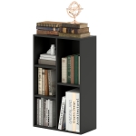 HOMCOM Bücherregal Regal mit 2 Ebenen und 5 Fächern, für Wohnzimmer Schlafzimmer Büro, 50x24x80cm, Schwarz
